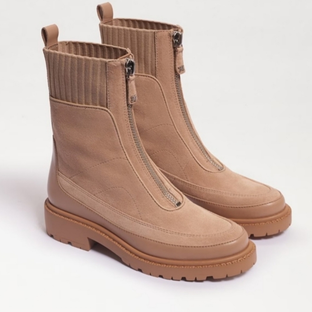 SAM EDELMANLEONE SUEDE ROUND TOE MID-CALF BOOTS 7½